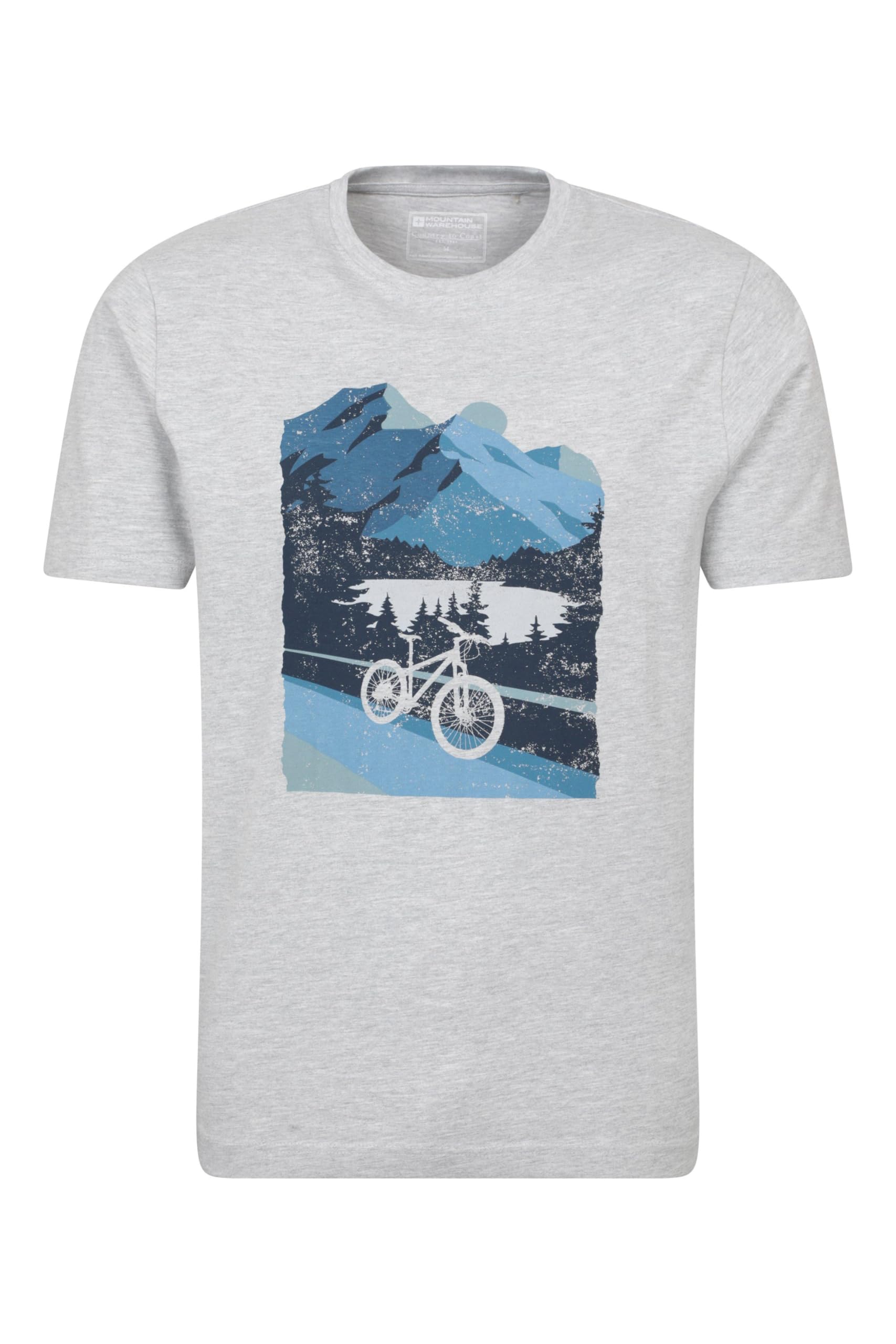 Mountain Warehouse Bike Mens Tee - Cotton T-Shirt, Lightweight Top, Breathable, Relaxed Fit - for Summer, Cycling, Outdoors & Triathlons Medium Grey 4XL