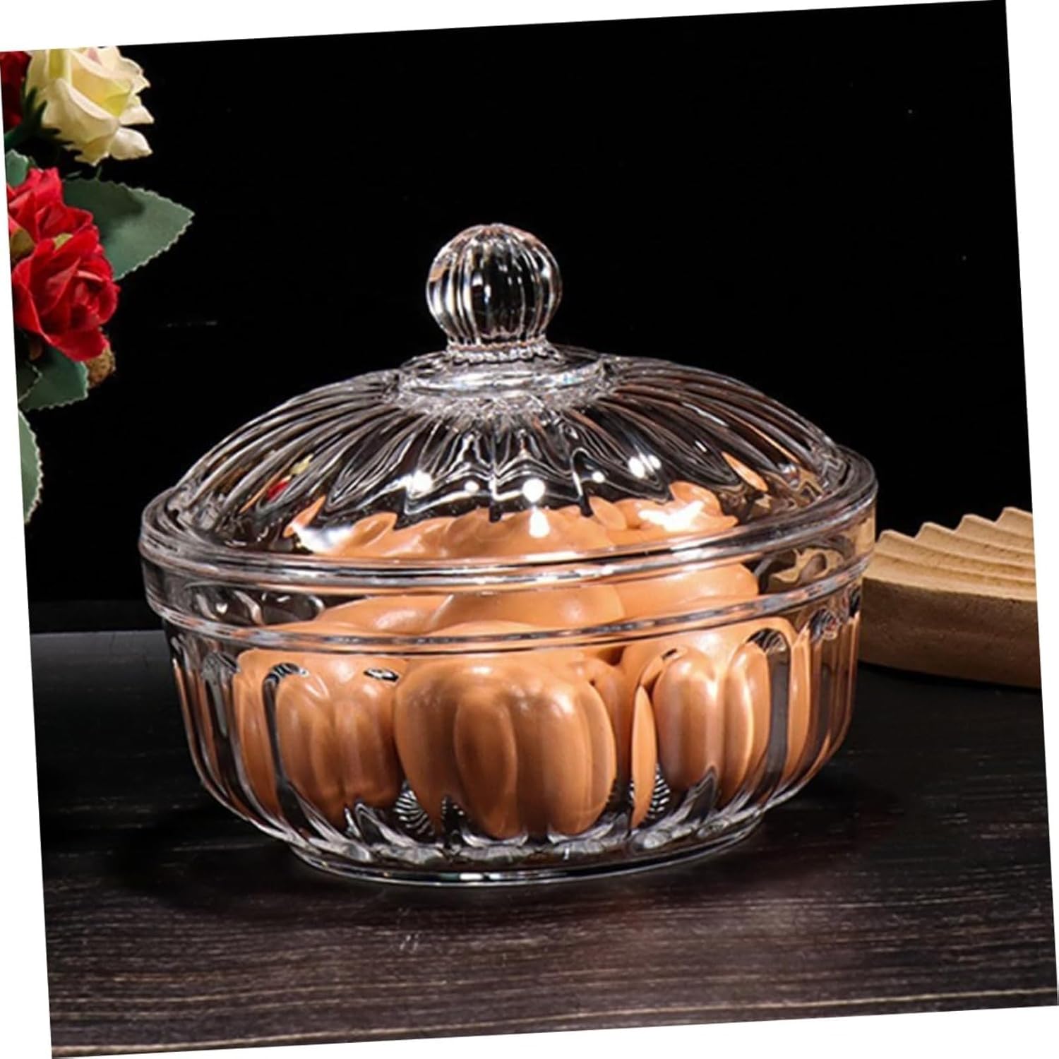 4個 アクリルサラダボウル 蓋付 デコラティブフルーツサービングデ 透明 サラダ用 フルーツ用 キャンディー用
