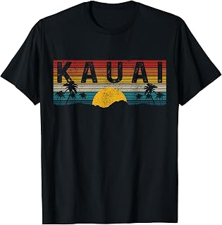 Kauai Hawaii Vintage Sunset Surfer Beach Souvenir T-Shirt