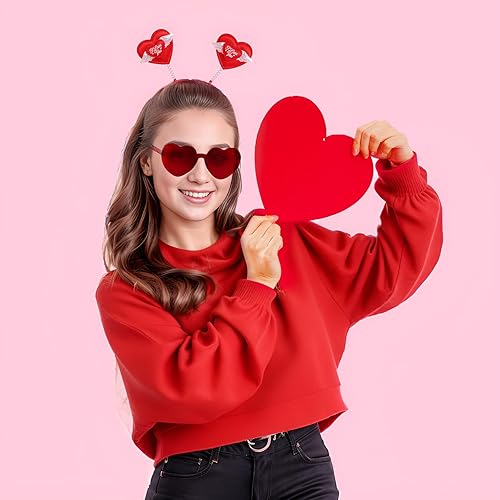 Miniatura 6 de Jmkcoz Diadema con forma de corazón para el día de San Valentín, lentes de sol con forma de corazón para San Valentín, fiesta, vacaciones, boda,