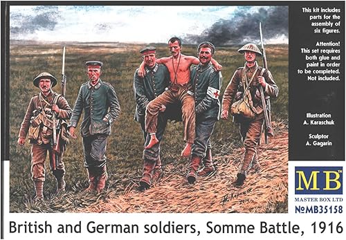 Master Box Modelos "Soldados británicos y alemanes, Somme Battle 1916" - Juego de 6 figuras (1/35 Escla)