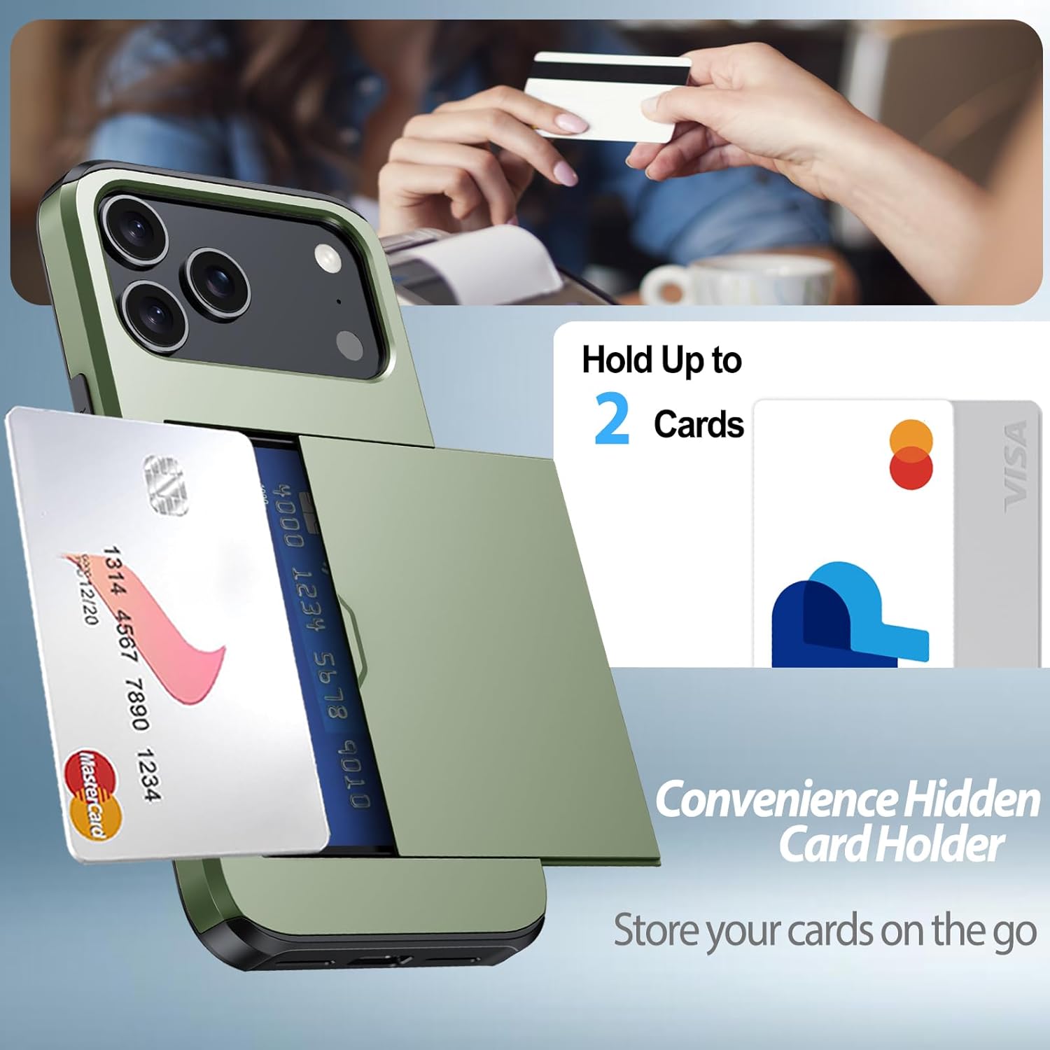 for iPhone 17 Pro Max Wallet Case with Card Holder + 2 Tempered Glass Screen Protector Protective Shockproof Hidden Card Slot Slim Case Women Men for iPhone 17 Pro Max 6.9″(Deep Green) - Image 3