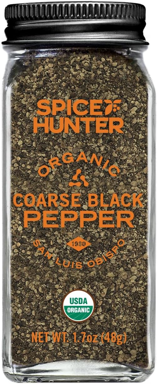 Pepper, Black, Coarse, Ground, Organic, 1.7-Ounce Jar