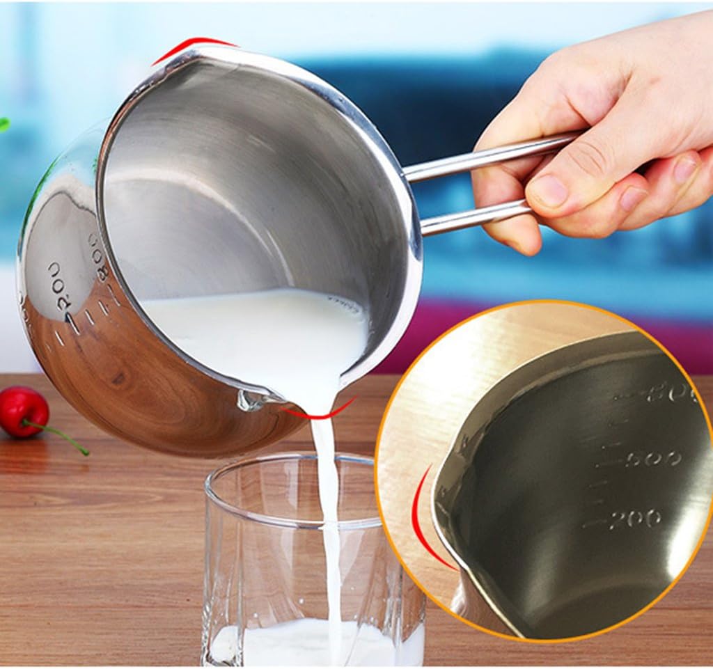 homozy Stainless Steel Milk Saucepan Pot Tea with Pour