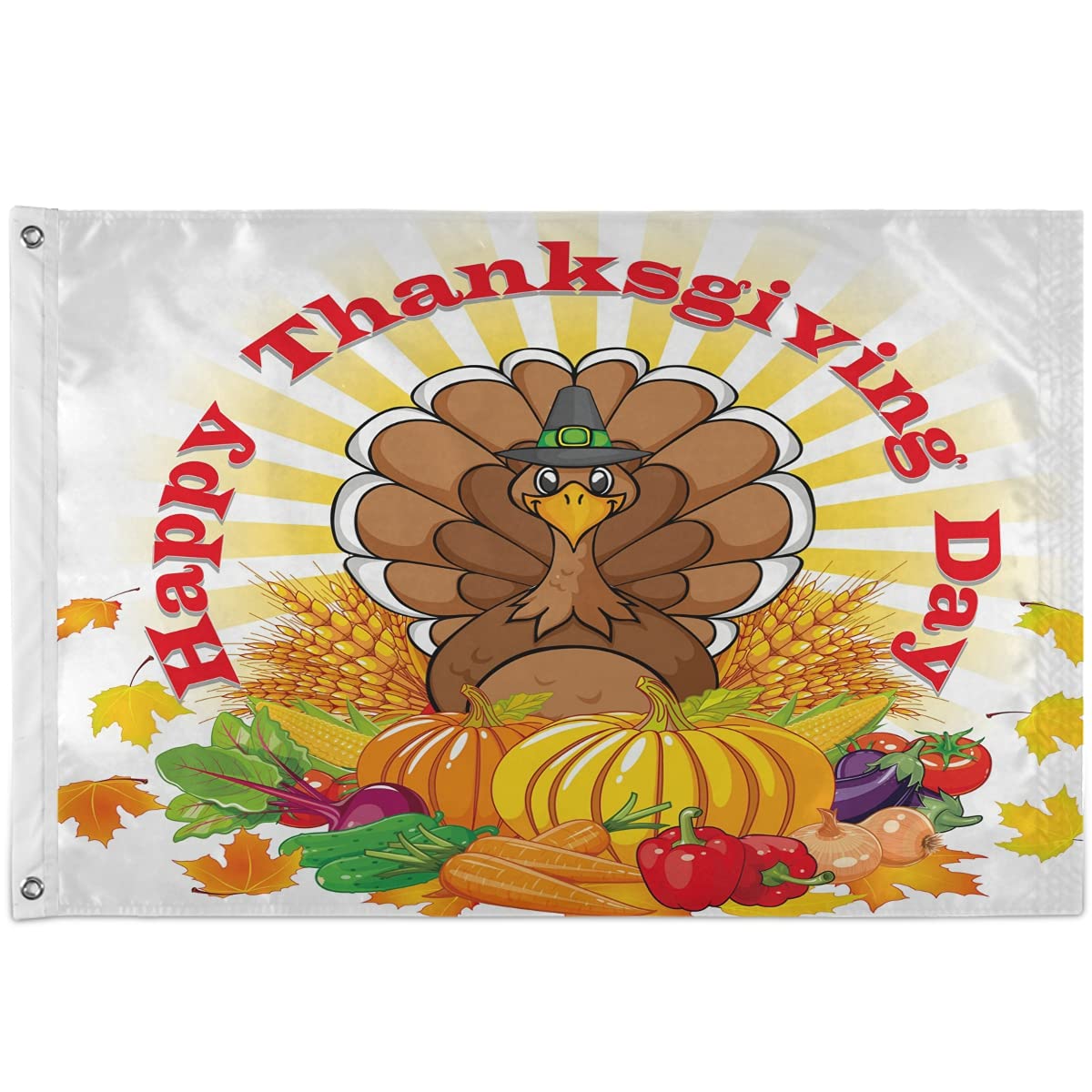 Thanksgiving Gartenflagge Mit Truthahn & Kürbis – 2 Stück, 30,5x45,7 Cm, Doppelseitig, Aus Jute