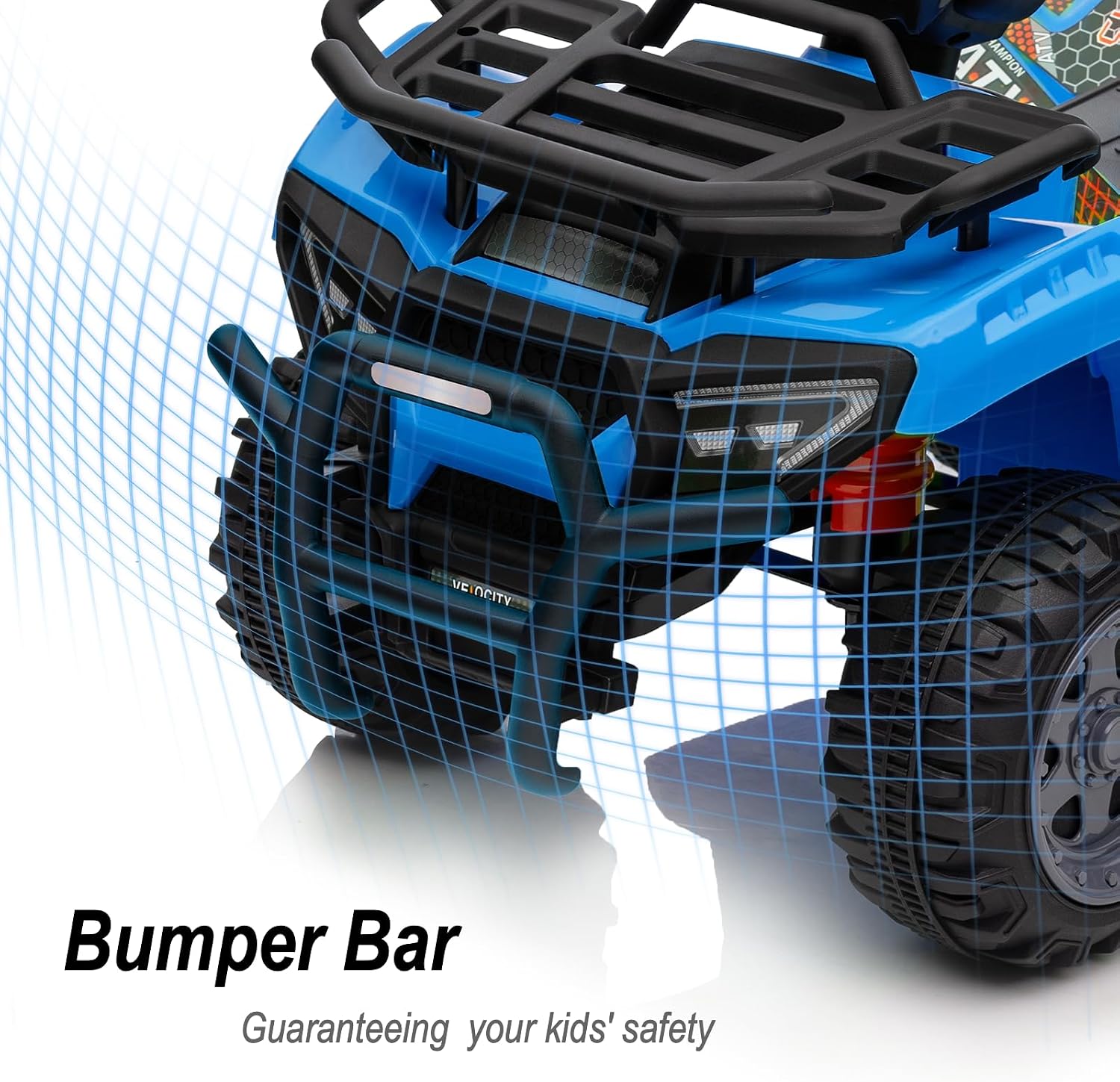 Hikiddo Kids ATV 4 Wheeler with front bumper highlighted