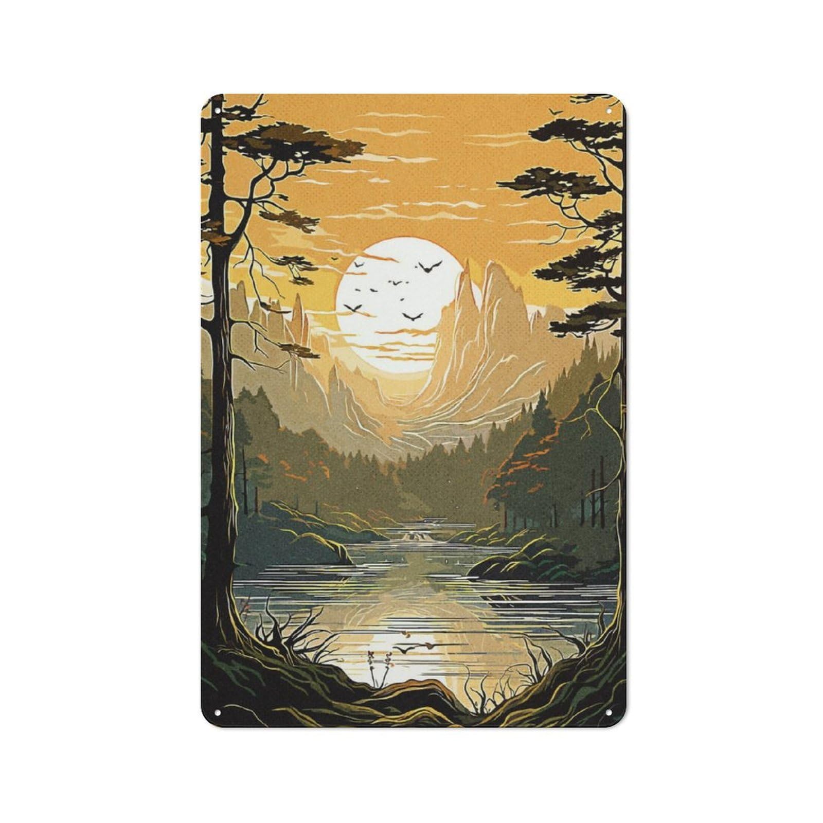 Junmoney Nature Forest Retro-Style Metal Plaque 30X20cm For Garage Or Workshop, For Garage, Workshop And Man Cave Decoration