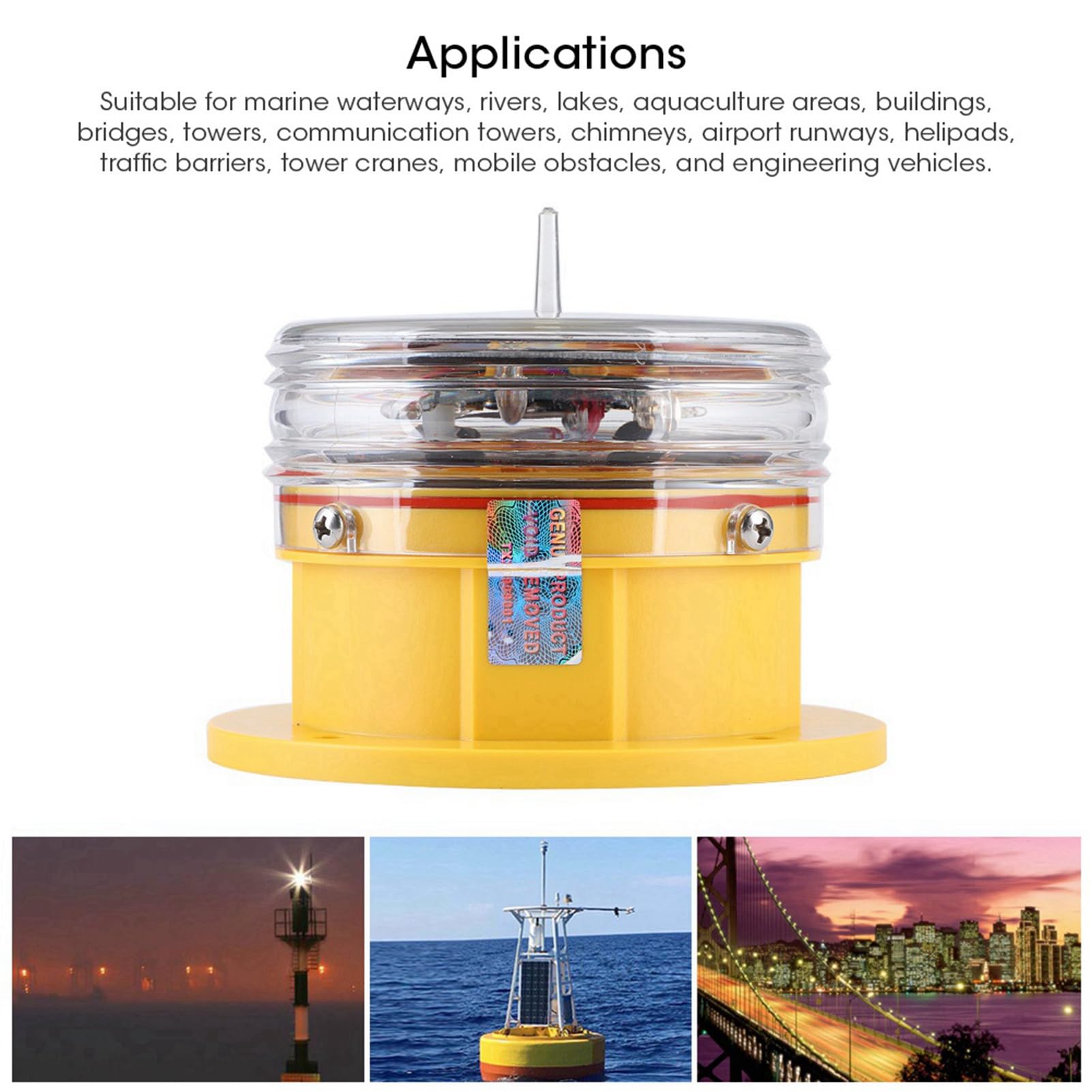 Culnflun Luz lateral de energía solar IP68 hermética LED para barco, muelle marino, barcaza, baliza de seguridad, luz intermitente, iluminación de 360°, luz lateral, luz de