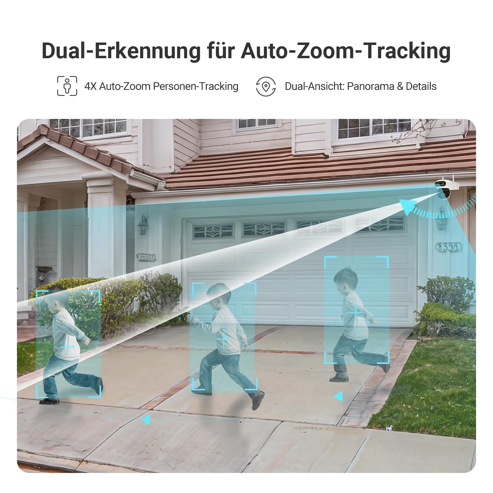 EZVIZ 3K+3K Akku Überwachungskamera Aussen mit 8W Solarpanel CB90 Dual | Dual-Objektiv, 10400mAh Batterie, Auto-Tracking, Farbnachtsicht, Personen/Fahrzeugerkennung, Zwei-Wege-Audio, Ohne Abo