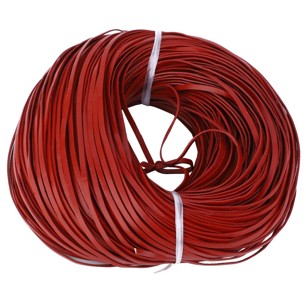 Cordon plat en cuir de 100 m de long, cordon tressé en cuir de première qualité pour travaux d’artisanat, 3 mm de large et 1 mm d’épaisseur – cordon de bricolage pour la (Brun rouge 3mm*1mm100 mètres)
