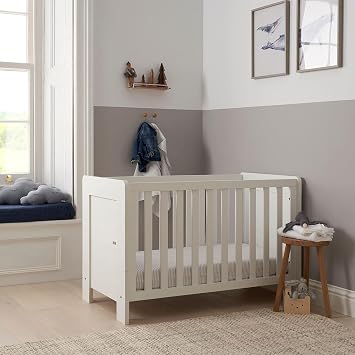 Tutti Bambini Alba 3-in-1 Cot Bed Bundle - Mattress Incl - White 120x60cm | Complete cot bed and mattress bundle with adjustable base, converting from newborn cot to toddler bed up to 4 years.