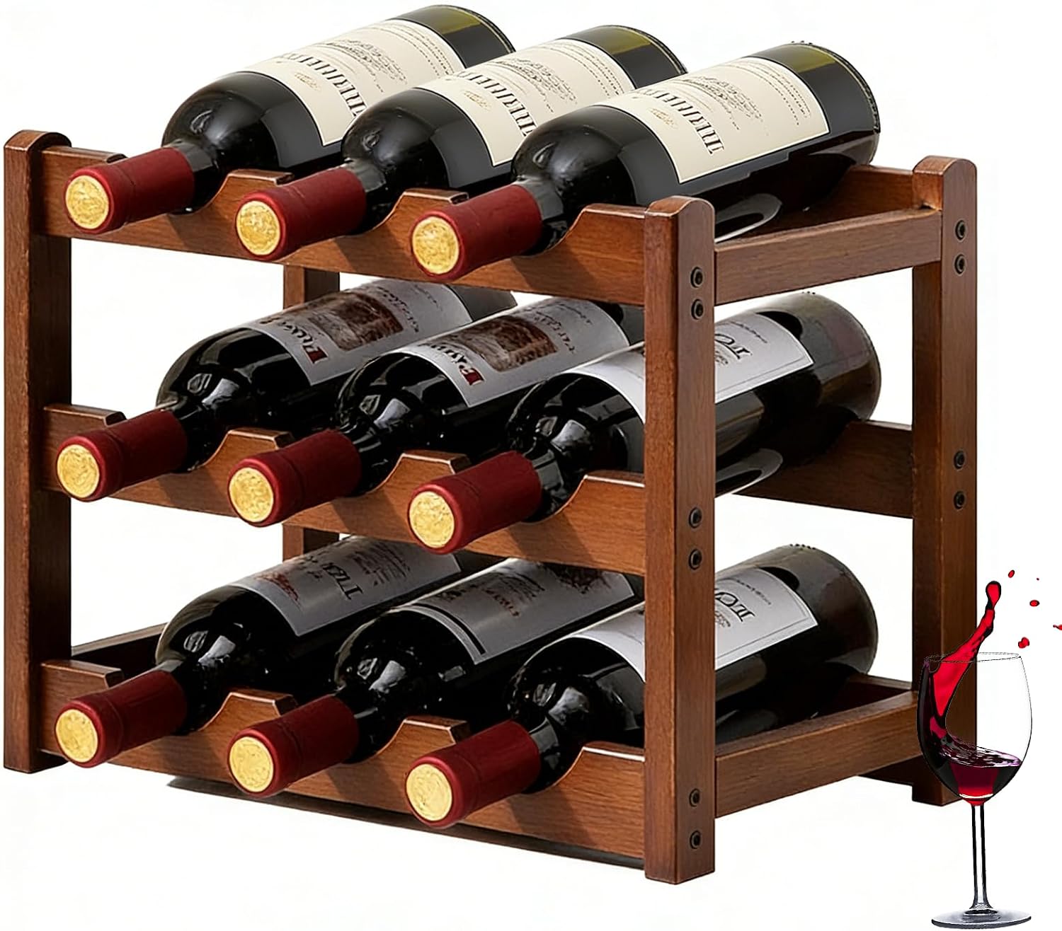 Vinoteca 9 botellas madera clásica 33x23.5x25 cm