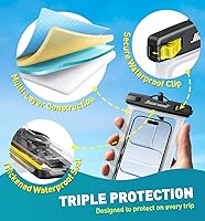 Vista 6 de Hiearcool Bolsa impermeable para teléfono, funda impermeable para teléfono con cordón cruzado compatible con iPhone 17, 16, 15, 14, 13 Pro Max