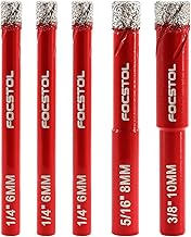 FOCSTOL Diamond Drill Bit Set - 5 Pieces 6/6/6/8/10 mm Diamond Hole Saw with Round Shank for Ceramic Porcelain Stoneware Marble Granite Quartz