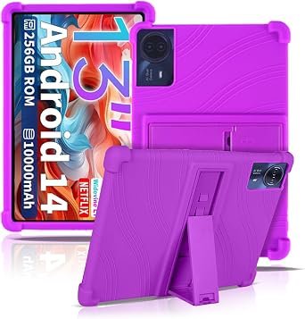 Case for TECLAST T65Max Tablet 13inch,NOUKAJU Tablet Protection Case,Adjustable Bracket,Soft Silicone,Silicone Protection Cover for TECLAST T65MaxPurple