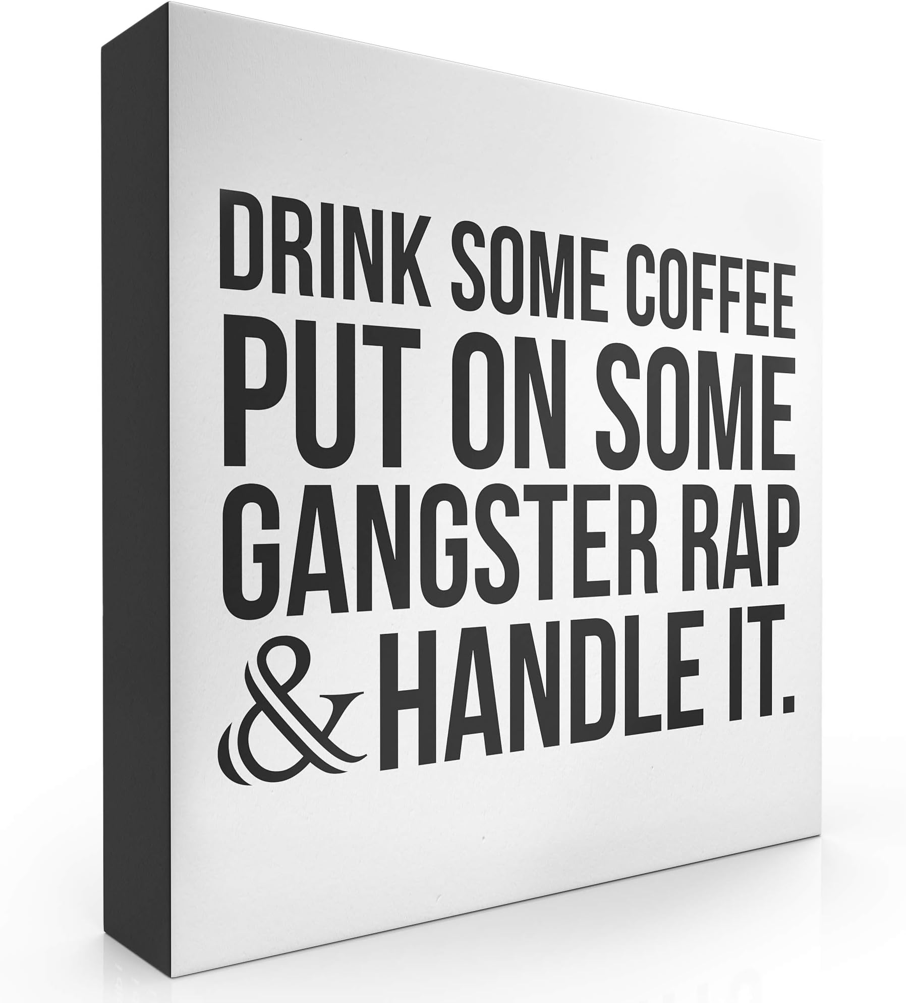 Barnyard Designs Coffee Box Sign - Funny Desk Accessories for Work - Desk Decorations for Women Office or Mens Office - Perfect Home Decor Gifts, 8" x 8" (Coffee Rap)