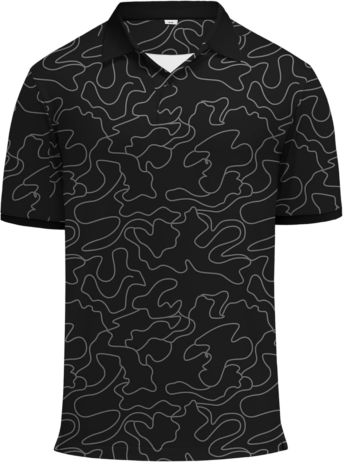 KUYIGO Men's Golf Polo Shirts Dry Fit Moisture Wicking Performance Short Sleeve UPF 40+ Print Golf Shirts Athletic Casual