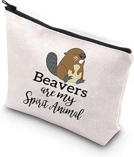 WCGXKO Beaver Lover Gift Beavers Are My Spirit Animal Zipper Pouch Makeup Bag (Spirit Animal Beavers)