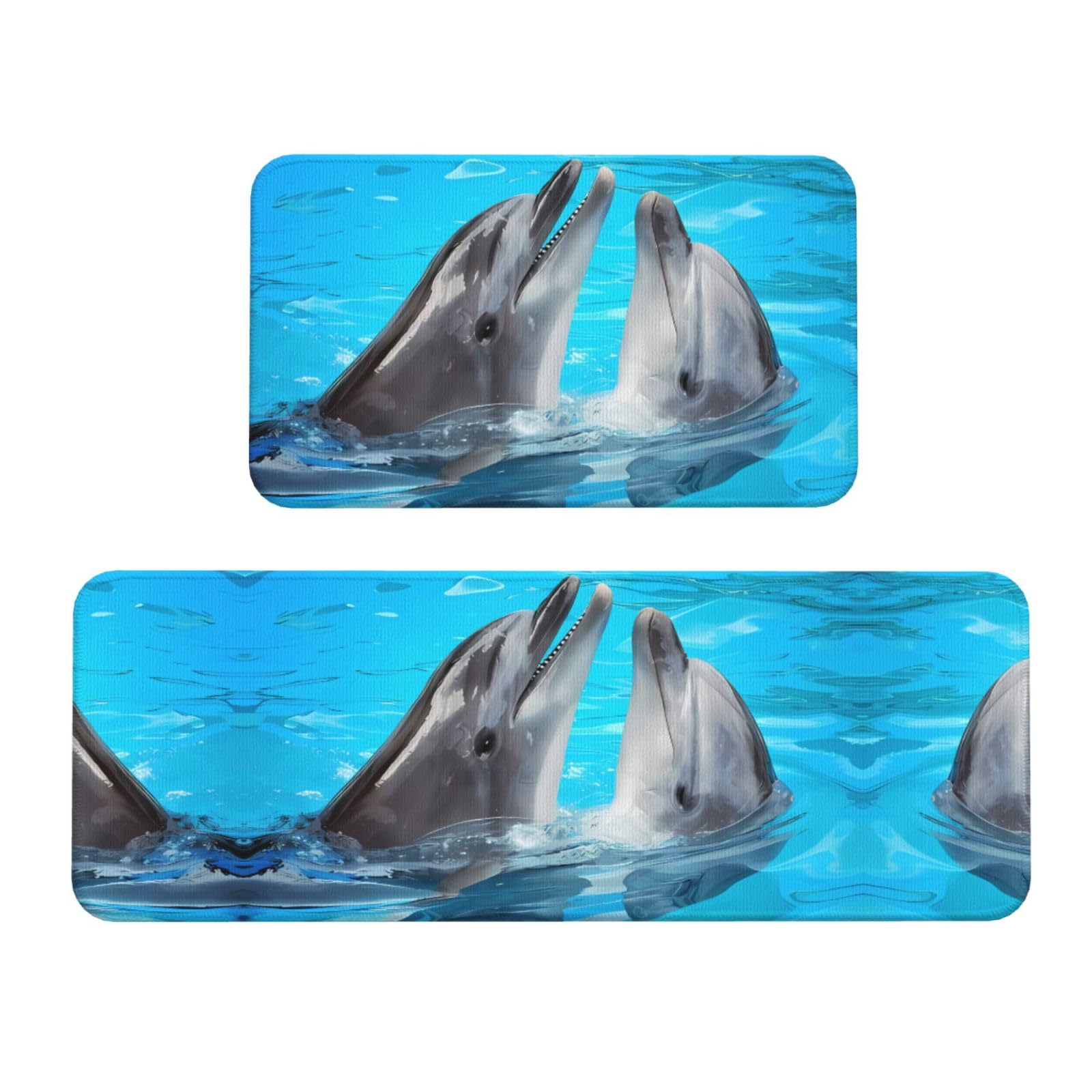 Juego de 2 alfombrillas de cocina con delfines para el fregadero y lavadero
