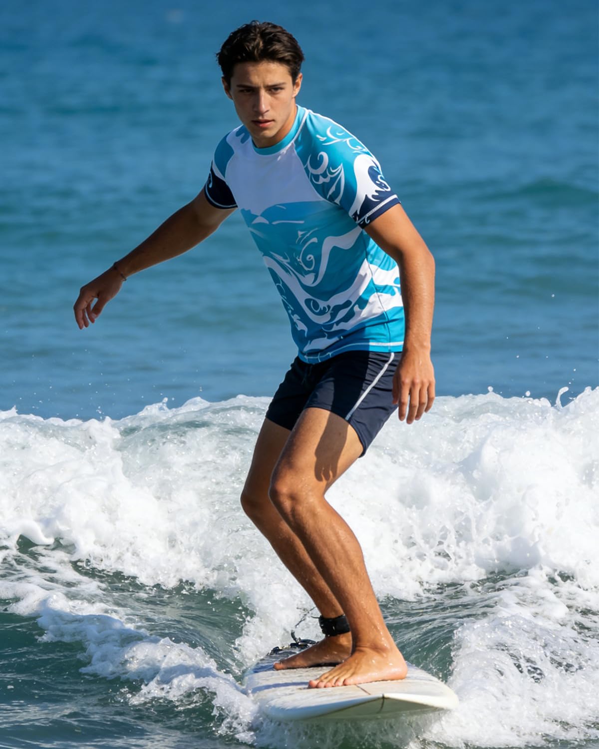 Rashguard UPF 50+ - Maglietta a maniche corte da uomo, ad asciugatura rapida, per sport acquatici, surf e pesca