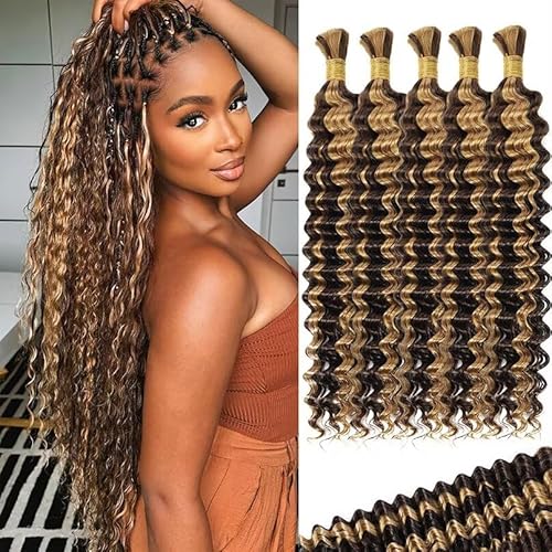 12A P4/27 Ombre Brown Blonde Human Braiding Hair for Boho