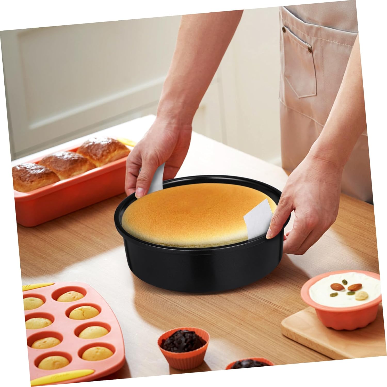 3pcs Nonstick Round Cake Pan Parchment Paper Deep Baking Molds for Home Bakers Construction for Versatile Desserts and Pastries