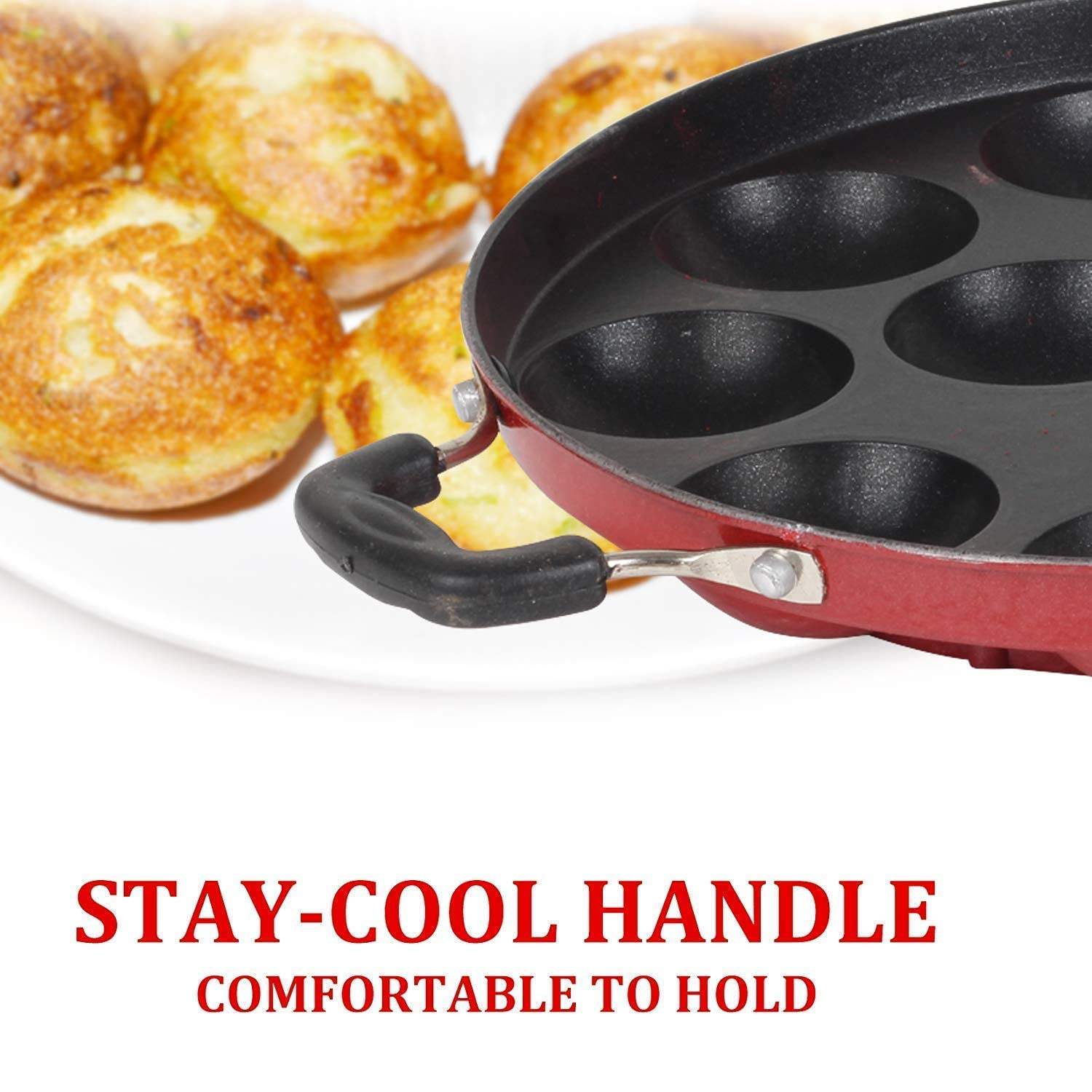 KD ZONE 12 Cavities Non Stick Appam Patra with Lid and Side Handle/kulipaniyaram pan nonstick/appe/aapee ka Sacha/panniyaram kadai/Paniyarrakal/Paniyaram/Appam Pan/Appam Maker/litti (Combo Offer) 1