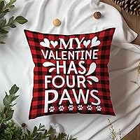 Vista 3 de Almohadas para el día de San Valentín, My Valentine Has Four Paws, fundas de almohada a cuadros de San Valentín, funda de cojín de 18 x 18 pulgadas