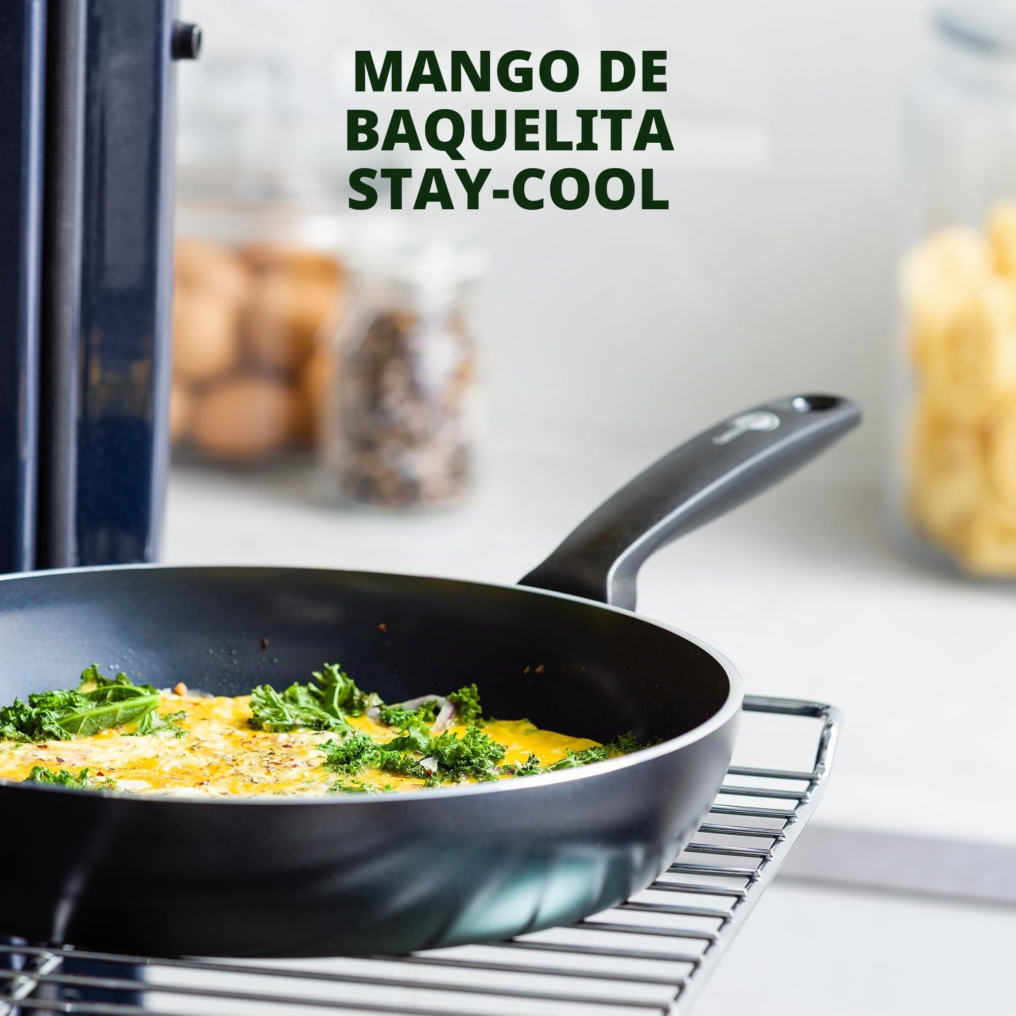 GreenPan Torino Sartén de Cerámica Antiadherente Saludable de 28 cm, Libre de PFAS, Apta para Inducción, Apta para Horno hasta 160°C, Apta para Lavavajillas, Negra