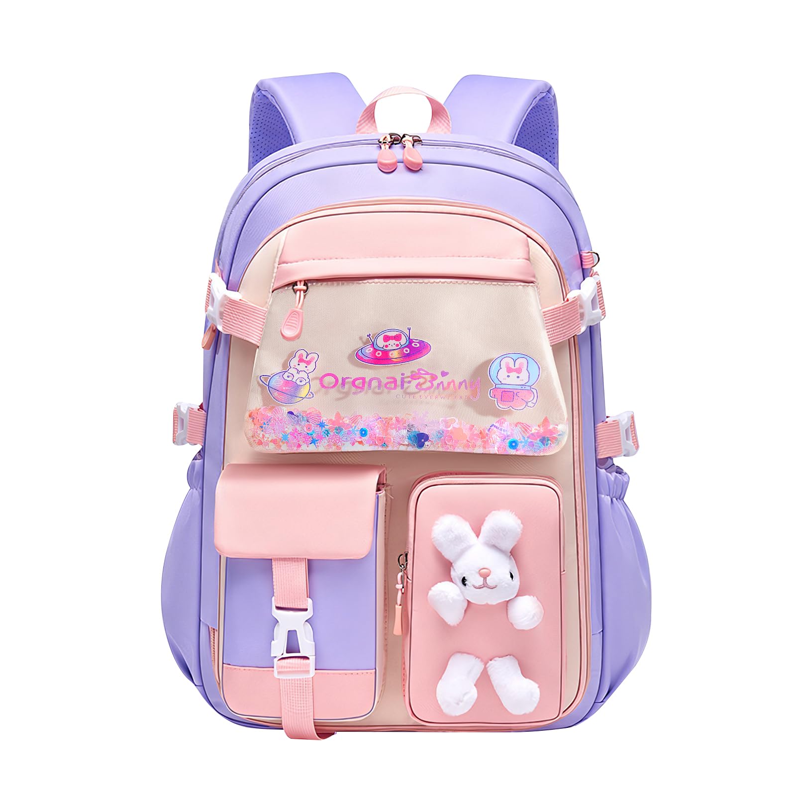 Amythe Cartable Filles Primaire CE1-CM2 Léger Sangle de Poitrine Violet