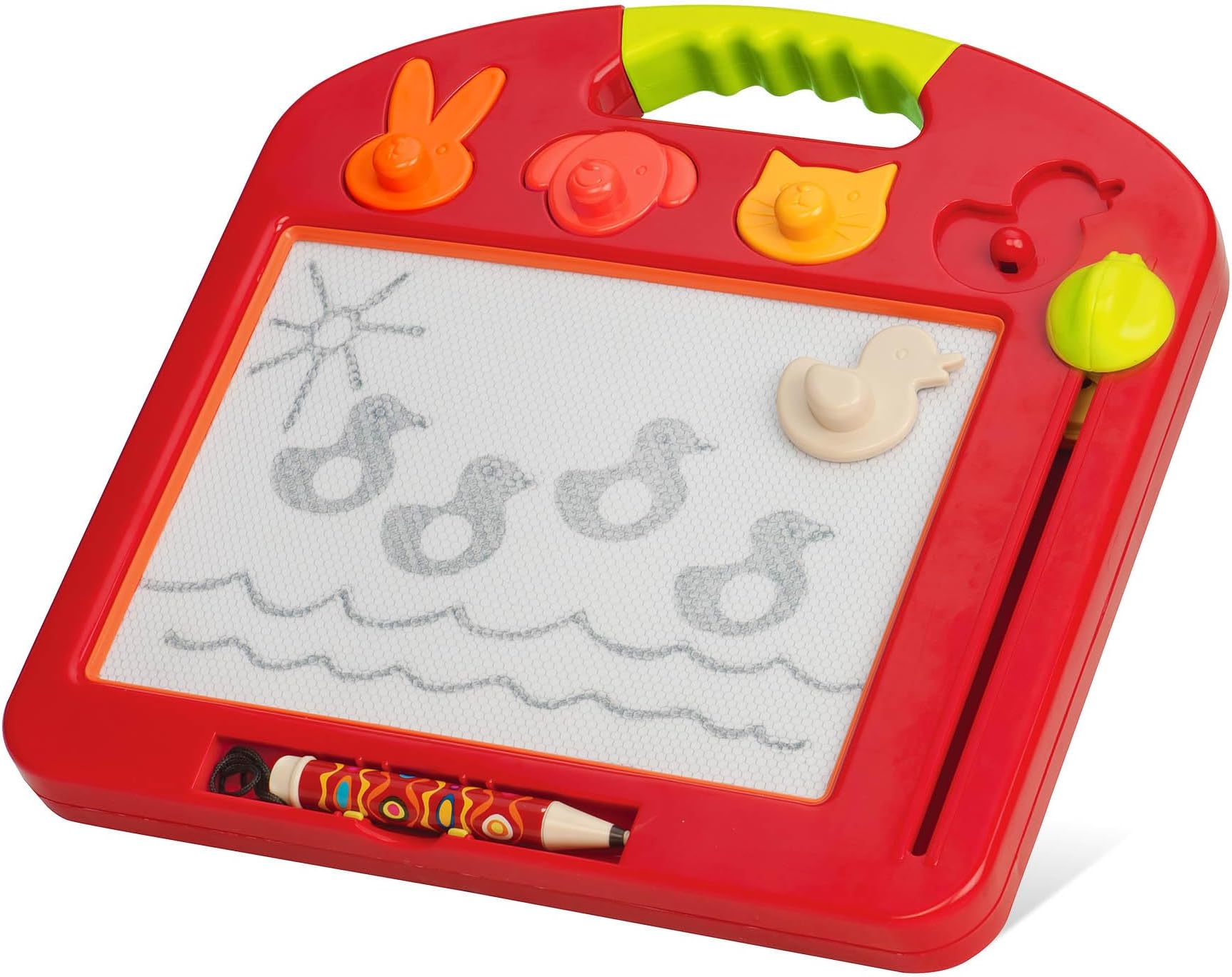 Magnetic Drawing Board โ 4 Animal Stamps โ Portable Sketcher โ Creative Toys for Toddlers, Kids โ 18+ Months โ Toulouse โ LapTrec