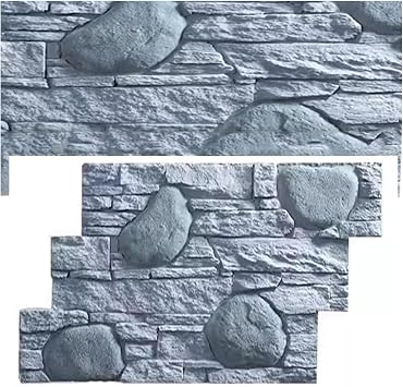 3D Faux Stone Wall Panels, PU Panel Fluted Sound Absorbing Panel, Exterior Wall Decoration Artificial Stone Veneer Panels for Living Room RestaurantB,1pcs-60x120cm