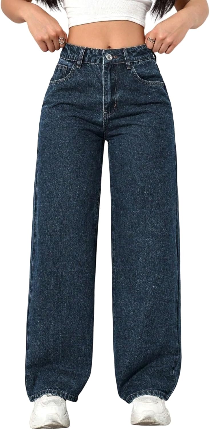 EARKOHA Wide Leg Jeans for Women Loose Fit Pocketed Wide Leg Casual Jeans-3