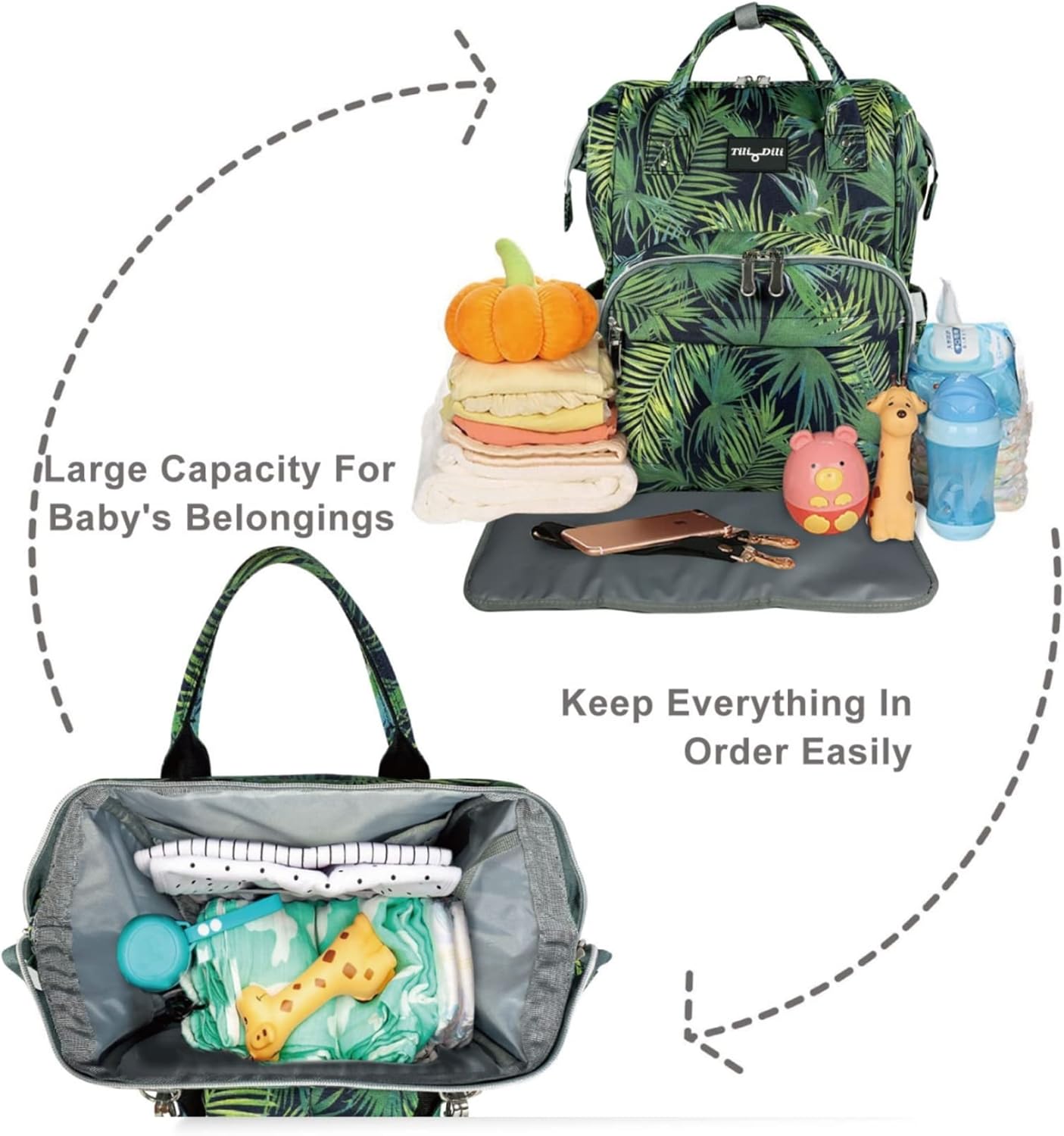 Mr. Peanut's Tili Dili Premium Diaper Backpack with USB Charging Port (Tropical) - Image 3