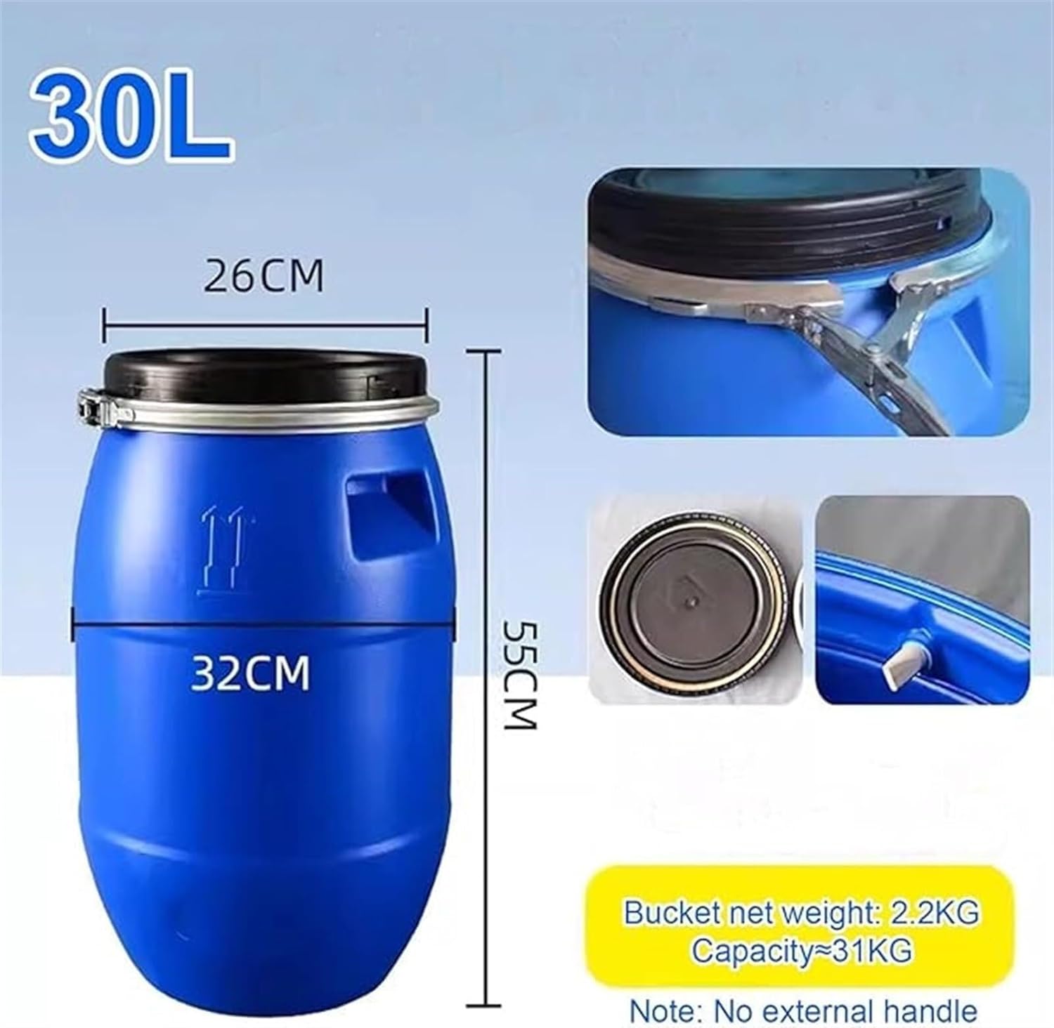 30L/50L/60L/100L Portable Water Tank - Thick Plastic Storage Container with Lid for Camping, Outdoor Activities, Emergency Water Supply, Easy to Carry