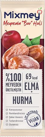 Mixmey Date Fruit Bar 12 قطعة | وجبات خفيفة صحية نباتية، خالية من الغلوتين، خالية من الحماية 20GR X 12 قطعة