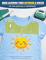 Vista 3 de Vowlove Guía de regla de camiseta para alineación de vinilo – Reglas de camisetas para centrar diseños de gráficos de colocación, regla de medición
