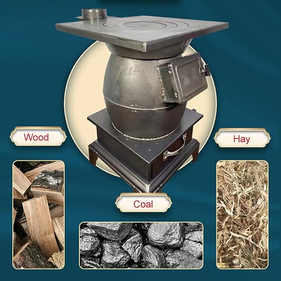 Wood stoves for Home Heating, Cast Iron Wood Burning Camping Stove, for Outdoor, Indoor, Villa, Tent, Shelter, Heating and Cooking (Size : 39x36x48.5cm)