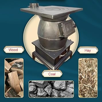 Wood stoves for Home Heating, Cast Iron Wood Burning Camping Stove, for Outdoor, Indoor, Villa, Tent, Shelter, Heating and Cooking (Size : 39x36x48.5cm)