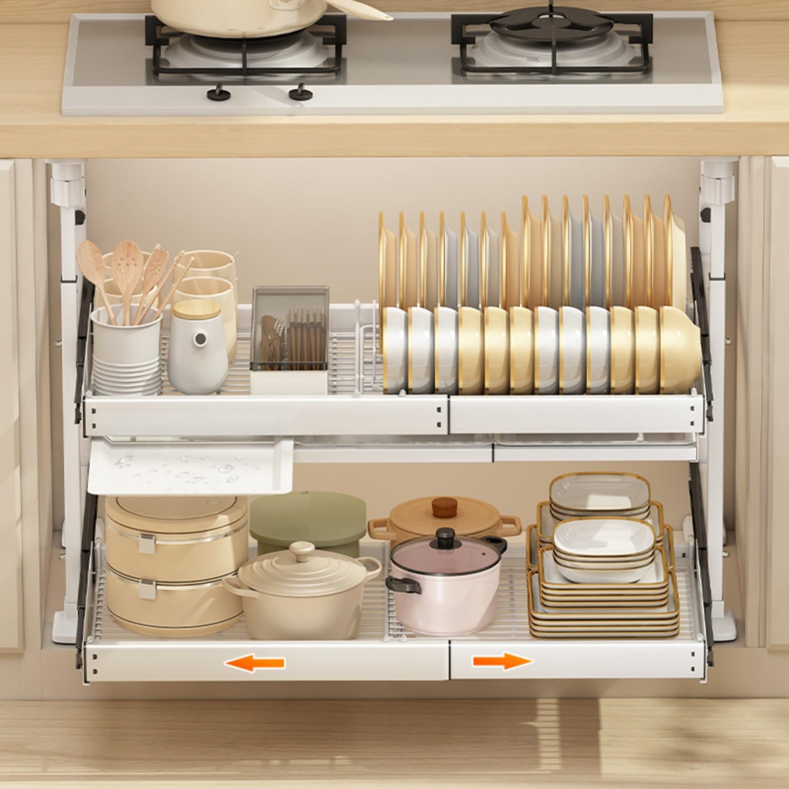 DFGHNBVC Adjustable Pull Out Cabinet Nizer With Heavy Duty Shelves Ideal For Pantry Or Under Sink Storage