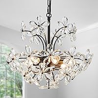 Vista 12 de WUZUPS Candelabro de cristal colgante de 5 luces, lámpara de techo moderna para dormitorio, pasillo, bar, cocina, baño, 22.6 pulgadas de alto x 19.2