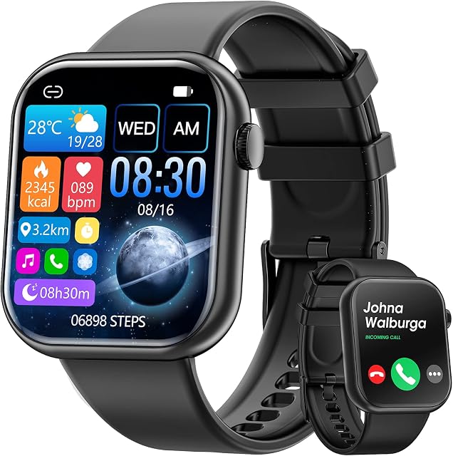 Smart Watch for Men Answer/Make Calls,1.83 Full Touch Screen Sports Smartwatch IP67 Waterproof Wacth for Men,Fitness Smart Watch with 24/7 Heart Rate Blood Oxygen Sleep Monitor for Android and iOS