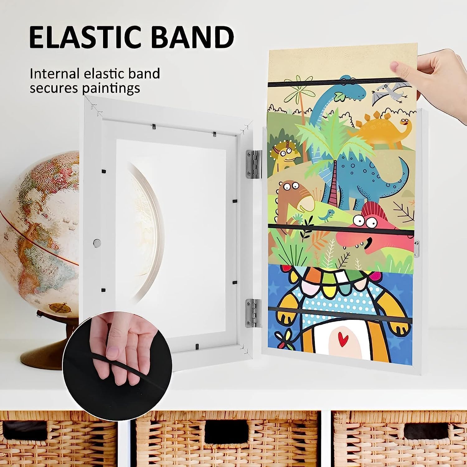 GIOTUK Kids Art Frame A4, Children’s Artwork Display Frame with Front Opening, Holds 50-150 Artworks - Image 2