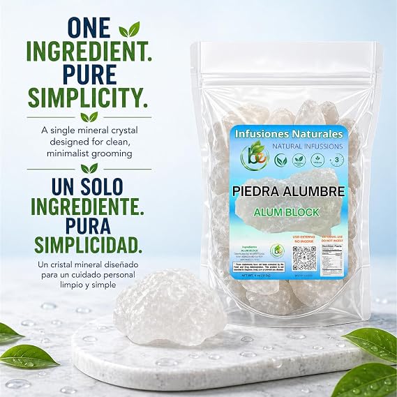 Alum Stone (Piedra de Alumbre) - 4 oz - Multi-Purpose Crystal for Skin Care and Healing - Natural Deodorant & Antiperspirant | Shaving Stone:
