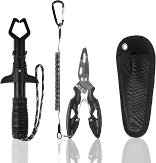 Fishing Pliers,Split Ring Pliers,Outdoor Gear Fishing Tool Kit,Fish Lip Gripper Sets, Muti-Function Hook Remover Sheath