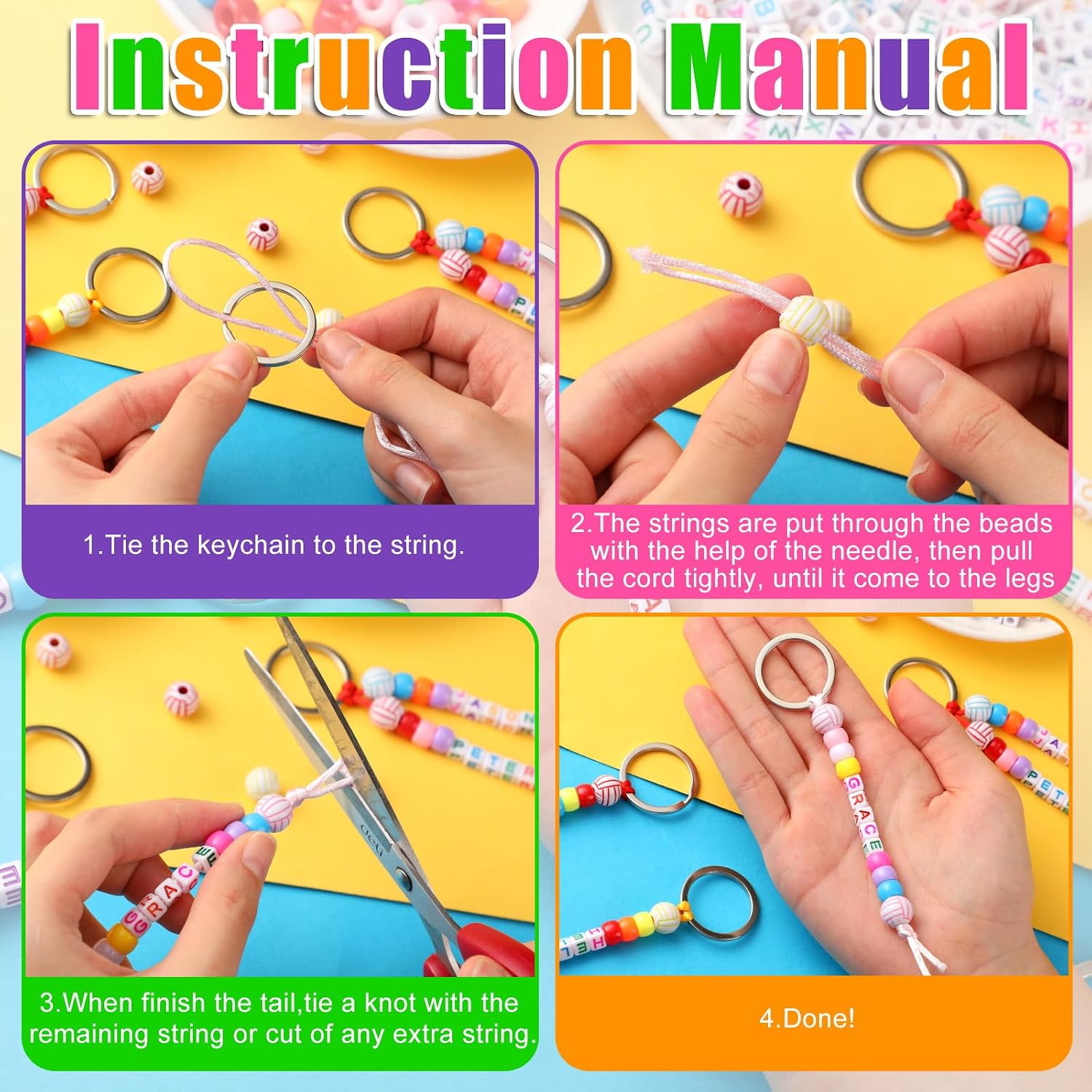 Landical 564 Pcs Volleyball Keychain Making Kit DIY Name Bead Craft Vivid image 2