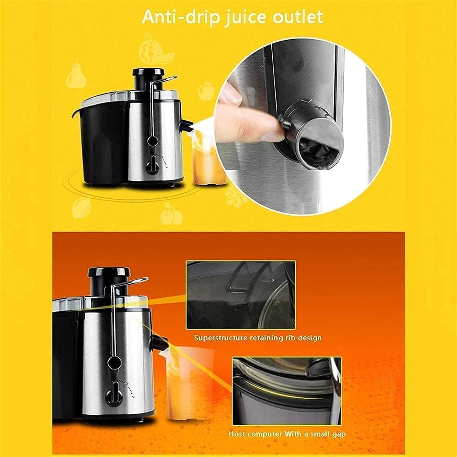 Juicer Machine,Juice Extractor Juicer Machine with 2.6'' Wide Mouth 2 Speed Centrifugal Juicer for Fruits and Vegs -Free(