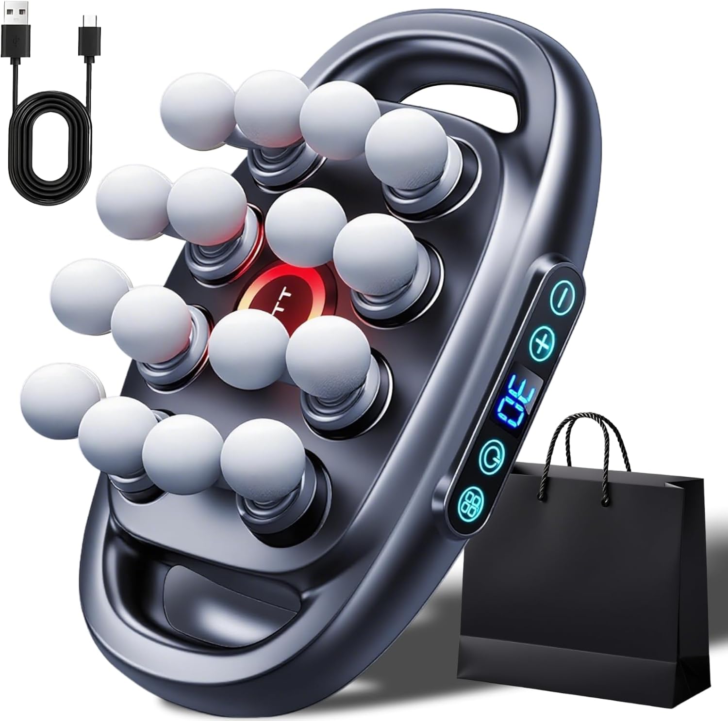 Evasea Massager, 2025 New 16 Head Massage Gun Deep Tissue with 90 Levels, Neck Massager Gun with Heat, for Back, Shoulders, Legs, Foot, Body Muscle Pain Relief