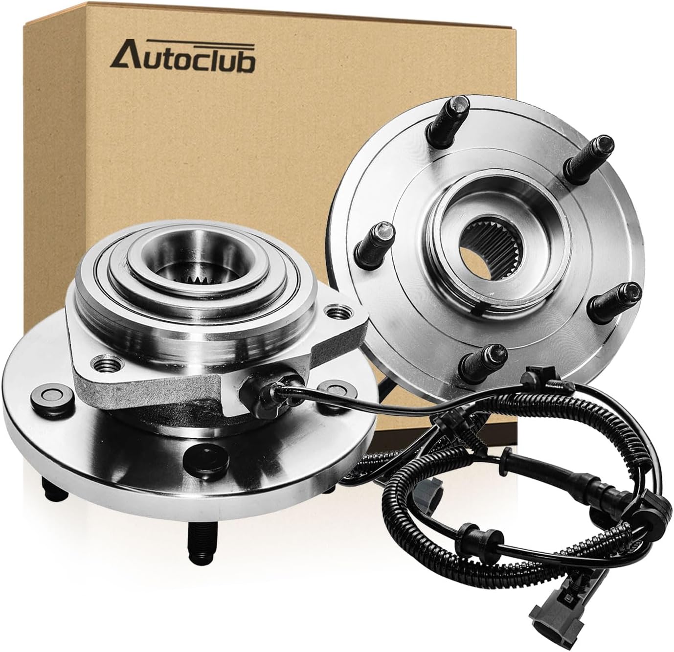 AUTOCLUB Front for 2005 2006 2007 2008 2009 2010 Jeep Grand Cherokee Wheel Bearing Hub Assembly, for 2006 2007 2008 2009 2010 Jeep Commander Replacement, 513234 2Pcs [with ABS]