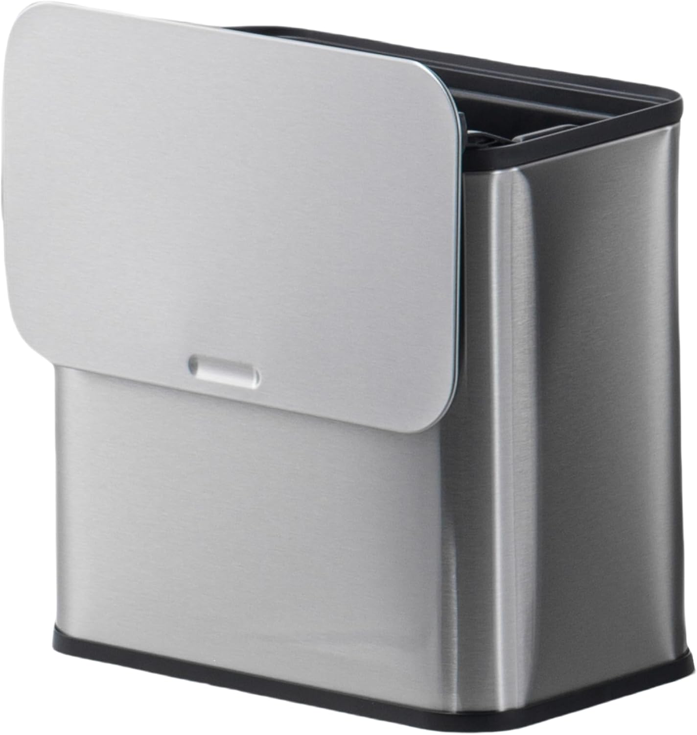 GarveeHome 1.3 gal Hanging Trash Can with Lid, Stainless Steel Kitchen Compost Bin with Inner Bucket and Charcoal Filter for Countertop or Under Sink, Wall Mounted Waste Bin for Cupboard/Bathroom